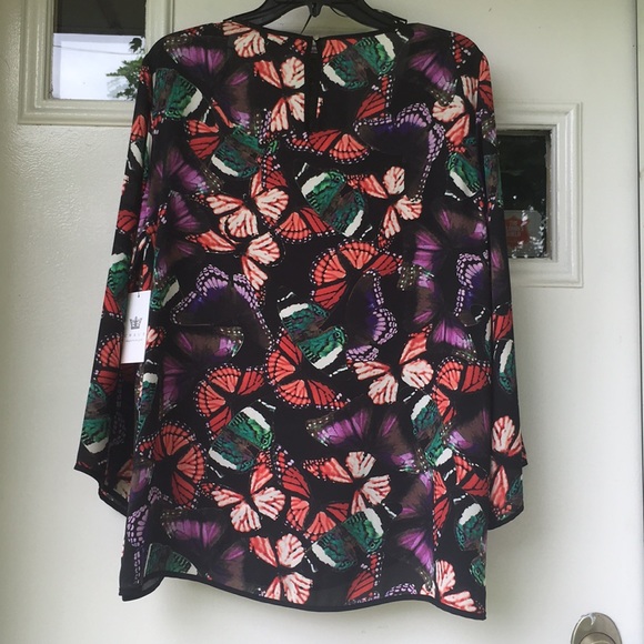 CHAUS "DECADENT BUTTERFLIES" BLOUSE - Picture 7 of 7